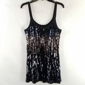 ARMANI Exchange
Black Blue Silver Ombre
Sequin Silk Trim Mini
Dress Size XS/TP